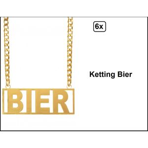 6x Bier Ketting goud - Themaparty feest bier feest apres ski carnaval Oktoberfest ketting festival gele rakker