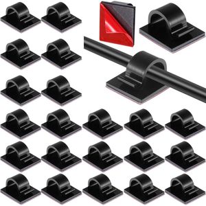 Kabelclips zelfklevend - draad lichtclips - kabel organizer - kabelbeheerhouder - thuiskantoor autorebureau - nachtkastje buiten - licht - zwart medium