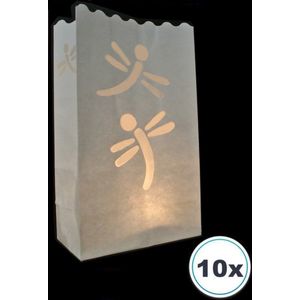 10 x Candle Bag Libelle, windlicht, papieren kaars houder, lichtzak, candlebag, candlebags, sfeerlicht, bedrukt, logo, foto, lampion,  theelicht, Volanterna®
