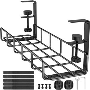 Kabel Management Tray voor Staal Bureau - Geen Boor nodig - Met Wire Organizer - Zwart Kabel organiser