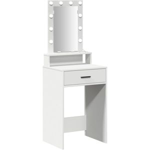 vidaXL - Kaptafel - met - LED-verlichting - Wit - 50x41x140 - cm
