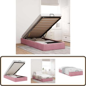 vidaXL Bedframe zonder matras 100x200 cm fluweel roze
