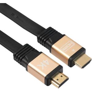 DrPhone Hi-Speed Flat - Platte HDMI naar HDMI Kabel HDMI 2.0 - 4K 60Hz - Vergulde Connectoren – 3 Meter - Audio Return + Video - 18GBPS – 30AWG – Geschikt Voor Smart TV / Qled / Oled / PS5 / Xbox / Laptop - Goud/Zwart