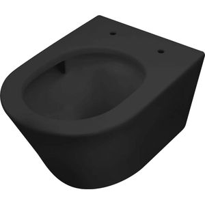 Saqu Hangtoilet - met Tornado Flush 36x52,5x35,5 cm - Voorgemonteerd - Mat Zwart - WC Pot - Toiletpot - Hangend Toilet