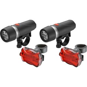 2x Fietsverlichting set voor/achterlicht - LED - rood/wit - Waterafstotend - Multifunctionele zaklamp - Fietslampen - Voorlicht en achterlicht