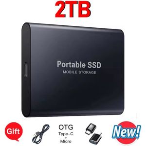 Draagbare SSD Externe Harde Schijf - draagbare SSD - 2TB aan Opslag - Pc storage - Opslag extern pc of laptop - USB 3.1- type C - Portable SSD Mobile storage - Smart Portable - externe SSD