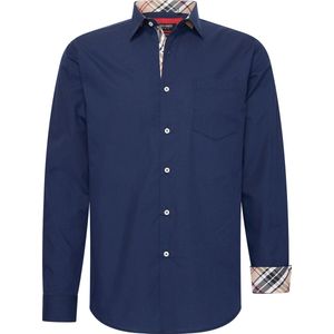 Heren overhemd met borstzak - Lange Mouwen - Comfort Fit - Longsleeve Shirt - Strijkvrij - Maat M - Navy