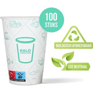 HALO Green Cups Koffiebekers - To Go Bekers - Wegwerp beker - PLA/FSC - 180ml/7.5Z - 100 Stuks