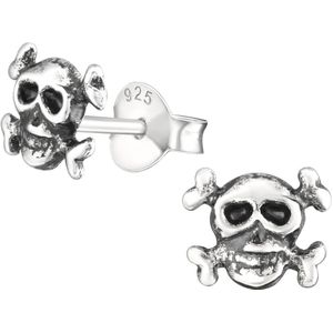 Zilver doodskop oorstekers | skull ear studs | oorbellen dames zilver | Zilverana | sieraden vrouw | Sterling 925 Silver