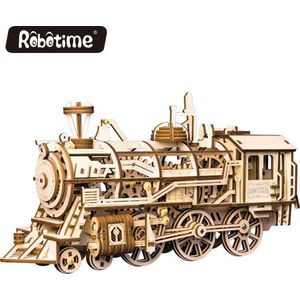 Robotime LK701 locomotief|Modelbouwpakket hout|3D puzzel hout|Puzzel