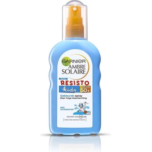 Garnier Ambre Solaire Resisto Kids Zonnebrandspray SPF 50+ - 200 ml - Gekleurde Spray - Hypoallergeen