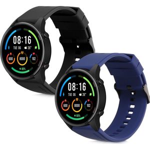 kwmobile 2x armband geschikt voor Xiaomi Mi Watch Color Sport / S1 Active - Bandjes voor fitnesstracker in zwart / donkerblauw