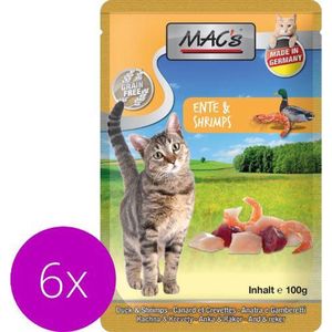 Mac’s Kattenvoer Natvoer Maaltijdzakjes - Eend en Garnalen - 6 x 100g