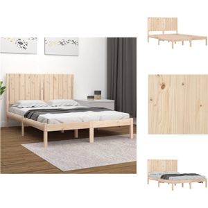 vidaXL Houten Bedframe - 205.5 x 145.5 x 31 cm - Massief grenenhout - Geschikt voor matras 140 x 200 cm - Bed