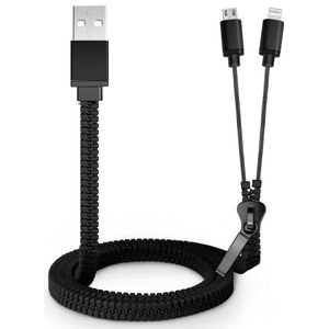 Jupio MicroUSB en Apple Lightning USB kabel - Rits design