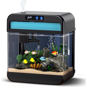 AquaImpact Aquarium - Aquariums - Zelfreinigend - Aquarium als Decoratie Voor In Huis - incl. Filter - Vissenkom - Ecologische led verlichting - Luchtbevochtiger - Vissen - 13L