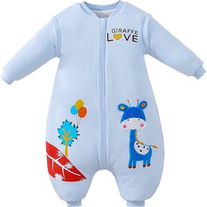 Deryan Baby Winterslaapzak met Afritsbare Mouw 75cm - Blauw - Giraf