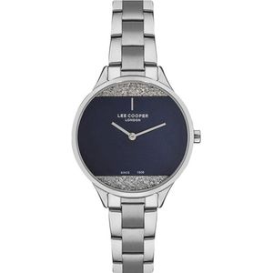 Lee Cooper LC07022.390 - Horloge - Analoog - Dames - Vrouwen - stalen band - Zilverkleurig - Blauw