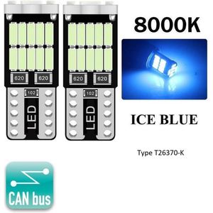 T10 Led Lamp Ice Blue (Set 2 stuks) 8000K Canbus 5W5 | 368 Lumen | Type T26370-K | W5W | Led Signal Light | 12V | 168 | 194 | 2x | Stadslicht | 4024 26SMD | 8000 | IJs | Blauw | Kelvin | Autolampen | Car licht | Lampen |