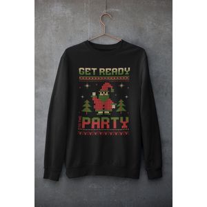 Shirt - Get ready to party - Wurban Wear | Grappige sweater | Leuk cadeau | Unisex sweater | Oversized sweater | Foute kerst trui | Foute kerstkleding | Kerst sweater | Kerst diner | Kersttrui dames | Foute kersttruiendag 2024 | Zwart