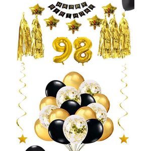 98 jaar verjaardag feest pakket Versiering Ballonnen voor feest 98 jaar. Ballonnen slingers sterren opblaasbare cijfers 98