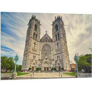 WallClassics - Vlag - Kathedraakbasiliek van het Heilig Hart in New Jersey - 100x75 cm Foto op Polyester Vlag