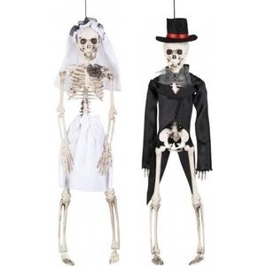Decoratief horror skelet bruid en bruidegom poppen 41 cm - Halloween versiering