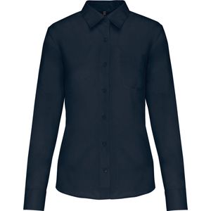 Blouse Dames S Kariban Lange mouw Navy 65% Polyester, 35% Katoen