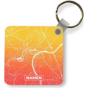 Sleutelhanger - Uitdeelcadeautjes - Stadskaart - Namen - België - Oranje - Plastic