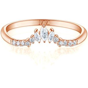Serenella - 18k Roségouden Marquise en Ronde Moissanite Trouwring