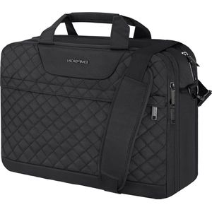 Laptoptas 17.3 inch - Zwart - 43 x 32 x 16,5 cm - Dames laptop schoudertas - School, werk, zakelijk - Laptopbescherming - Waterbestendig - Notebook, aktetas, laptopsleeve - 17 inch