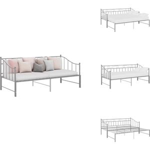 vidaXL Bedbankframe - Bedbankframes - Frame Met Slaapbank - Frames Met Slaapbanken - Slaapbankframe uittrekbaar metaal grijs 90x200 cm