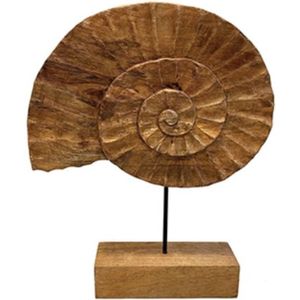 Beeld - hout beeld - schelp op standaard - by Mooss - Hoog 50 cm