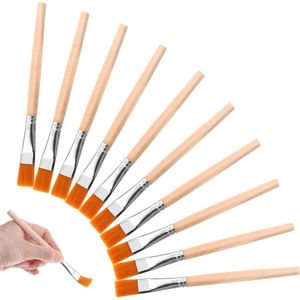10 stuks 3/4 inch platte penselen hout verf borstel kunstenaar ambachtelijke verf penselen aquarel borstel bulk schilderij borstel kunst detail acryl olie borstel voor lichaam gezicht nail art.