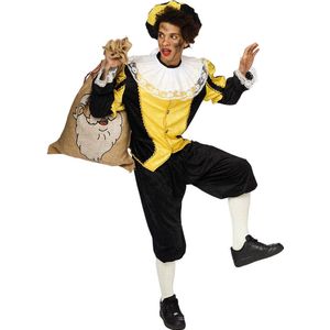 Piet verkleed kostuum 4-delig - zwart/geel - polyester - Pietenpakken voor volwassenen 54