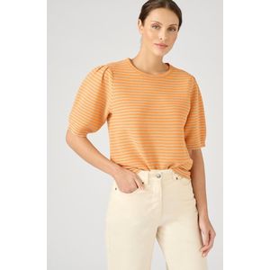 Damart - Gestreepte pull met ajour in ottomantricot - Vrouwen - Oranje - XXL