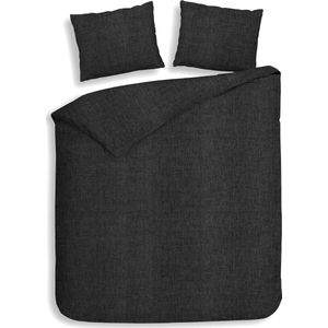 Heckettlane Dekbedovertrek Franela - Effen Bedlinnen - 240x220 - Antraciet - Dekbedhoes van 100% Katoen-Flanel