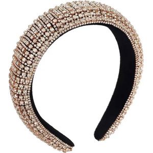Glitter Diadeem - Glitter Haarband Diamantjes Tiara Glamour Gala Dames Meisjes - Goud