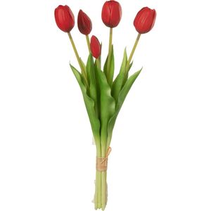 J-Line Boeket Tulpen 5Stuks Pu Rood Medium