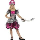 Roze en zwart-wit gestreept piraten kostuum voor meisjes - Verkleedkleding
