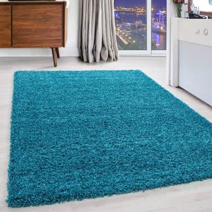 Hoogpolige Vloerkleed Plus Shaggy Turquoise 80 X 150 Cm