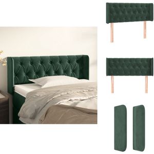 vidaXL Hoofdbord - Hoofdborden - Hoofdeinde - Houten Hoofdbord - Hoofdbord met randen 103x16x78/88 cm fluweel donkergroen