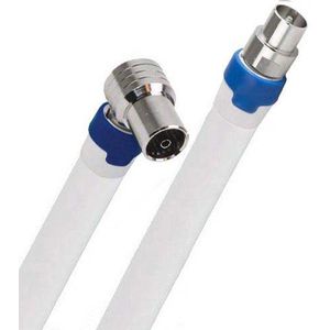 Coax kabel op de hand gemaakt - 1 meter - Wit - IEC 4G Proof Antennekabel - Male haaks en Female rechte pluggen - lengte van 0.5 tot 30 meter