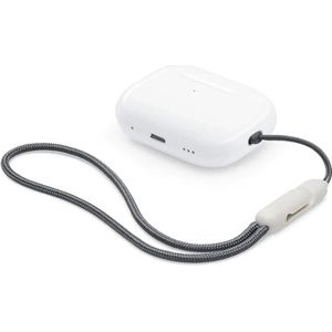 Ibley Draagkoord voor Apple AirPods Pro (2e generatie) - AirPods Pro 2 Lanyard - Draaglus - Draagriem - Geïntegreerde clip - AirPods Case Accessoires - Grijs met Crème clip