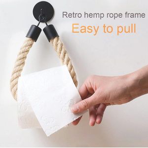 Vintage Wand Toiletpapierhouder van Henneptouw – Multifunctionele Wandmontage voor Badkamer en Keuken
