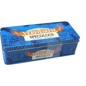 Volkoren speculoos in een blauwe tinnen cadeauverpakking (bevat 30 koekjes)