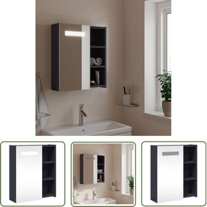 The Living Store Badkamerkast met spiegel en LED 45x13x52 cm grijs - Badkamerkast - Spiegelkast - Led Spiegel - Badkamermeubilair - Badkameraccessoires