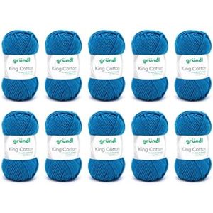 King Cotton (zacht en volumineus brei- en haakgaren van 55% polyacryl en 45% katoen, 50 g/78 m, naalddikte: 6-7, 10 x 50 g), middenblauw