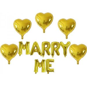 Ballonnen set Marry Me goud 12-delig - trouwen - aanzoek - valentijn - folie ballonnen set