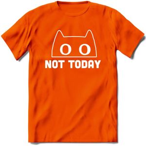Not Today - Katten T-Shirt Kleding Cadeau | Dames - Heren - Unisex | Kat / Dieren shirt | Grappig Verjaardag kado | Tshirt Met Print | - Oranje - 3XL